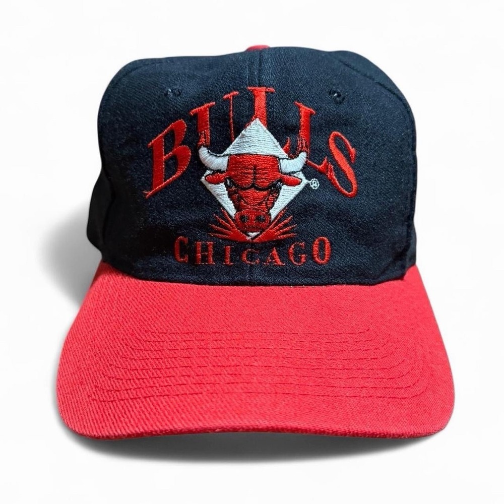 Vintage 90s Chicago Bulls Signature Logo NBA Basketball Snapback Hat OSFA